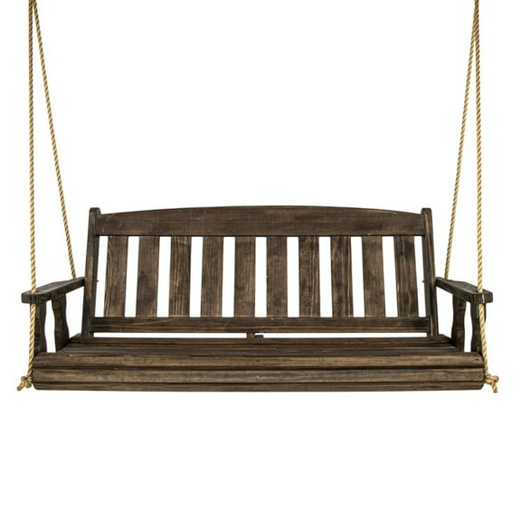 Amish Casual Heavy Duty 800 Lb Mission Treated Porch Swing with Hanging Chains (4 Foot, Dark Walnut Stain)