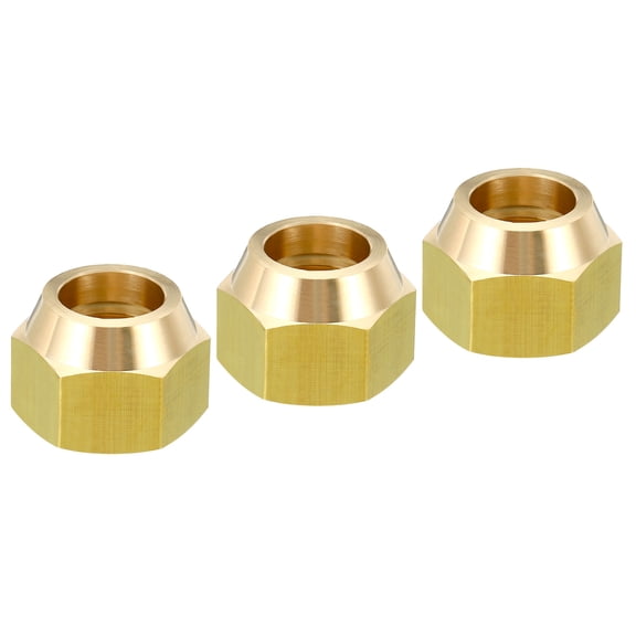 Uxcell 5/8 SAE Thread Brass Flare Cap 45 Degree Flared Tube Fitting Nut Hydraulic Pipe Fitting Glossy 3 Pack