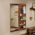 thumbnail image 3 of Multifunctional Wall Mounted Full Length Mirror with Shelf and Hook, Durable Rubber Wood Frame, 47.6*15.7in, 3 of 8