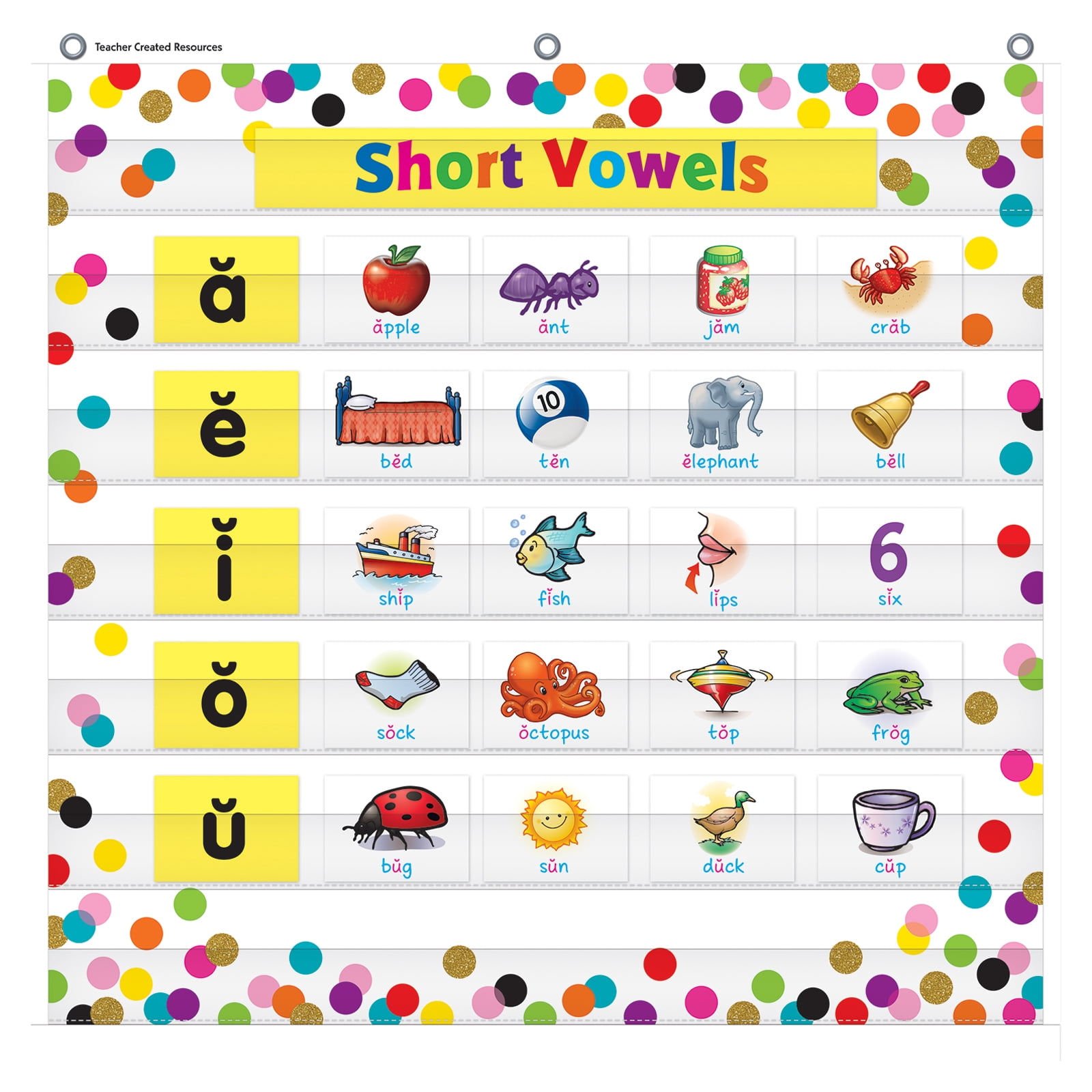 Teacher Created Resources Confetti 7 Pocket Chart, 28" x 28"