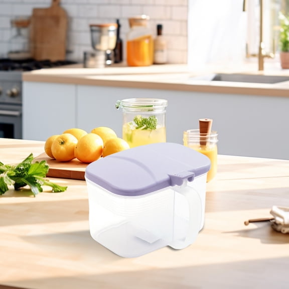 4-compartment Seasoning Jar, Multifunctional Spice Container, Plastic Transparent Jar with Dividers, Handle & Spoon, for Kitchen Spices Organization