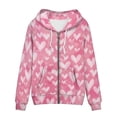 thumbnail image 3 of Renewold Pink Love Graphic Zip Up Hoodie for Women Size 2XL Valentine's Day Long Sleeve Tracksuit Jacket with Front Pocket Stylish Sweatshirt for Exercise Wear, 3 of 6