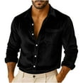 thumbnail image 2 of Wutalume Men's Luxury Velvet Button-Down Shirt, Loose Fit Casual Dress Shirt for Party, Holiday and Daily Wear, Soft Plush Fabric for Comfort,Black L, 2 of 9