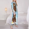 thumbnail image 4 of Kll Funny Cat Taking A Bath Print Women'S Long Sleeve Pajamas With Pants Sleepwear Loungewear 2 Set-Medium, 4 of 9