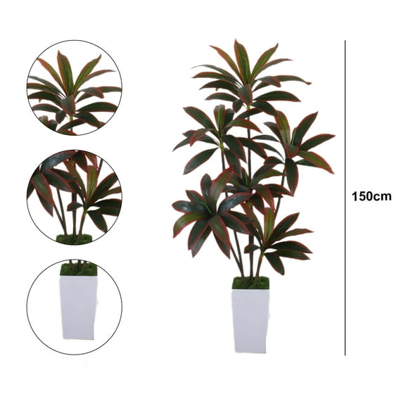 Cherish Artificial Dracaena Plant, 5FT Decorative Fake Tree in Pot with Adjustable Branches and Leaves,Faux Dragon Tree Indoor Floor Plant for Home Decor Office Living Room Porch Housewarming