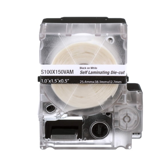 Cassette MP, Étiquette Auto-Laminante, Vinyle, 1,00 Pouces L x 1,50 Pouces H.50 Impression sur Surface, Clair/blanc
