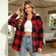 thumbnail image 7 of Akmaiox Plaid Flannel Shirts for Women,Dressy Casual Long Sleeve Lapel Button Down Shirts,Fitted Women's Plus Size Business Work Blouses,Red L, 7 of 7