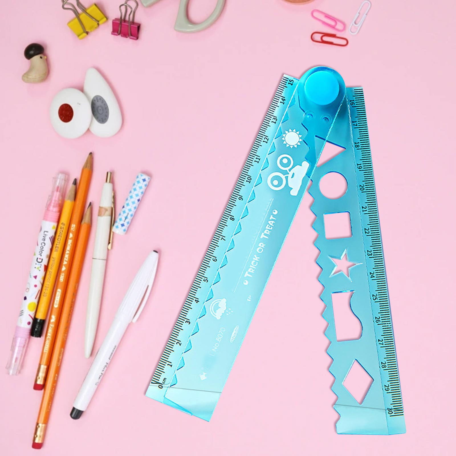 Denhf 1Pc Flexible Ruler, 12 Inch Bendable Plastic Ruler with Centimeters, Soft Clear Ruler for Teacher Office Supplies, Classroom Must Haves, Studying Essentials, 30cm, Blue