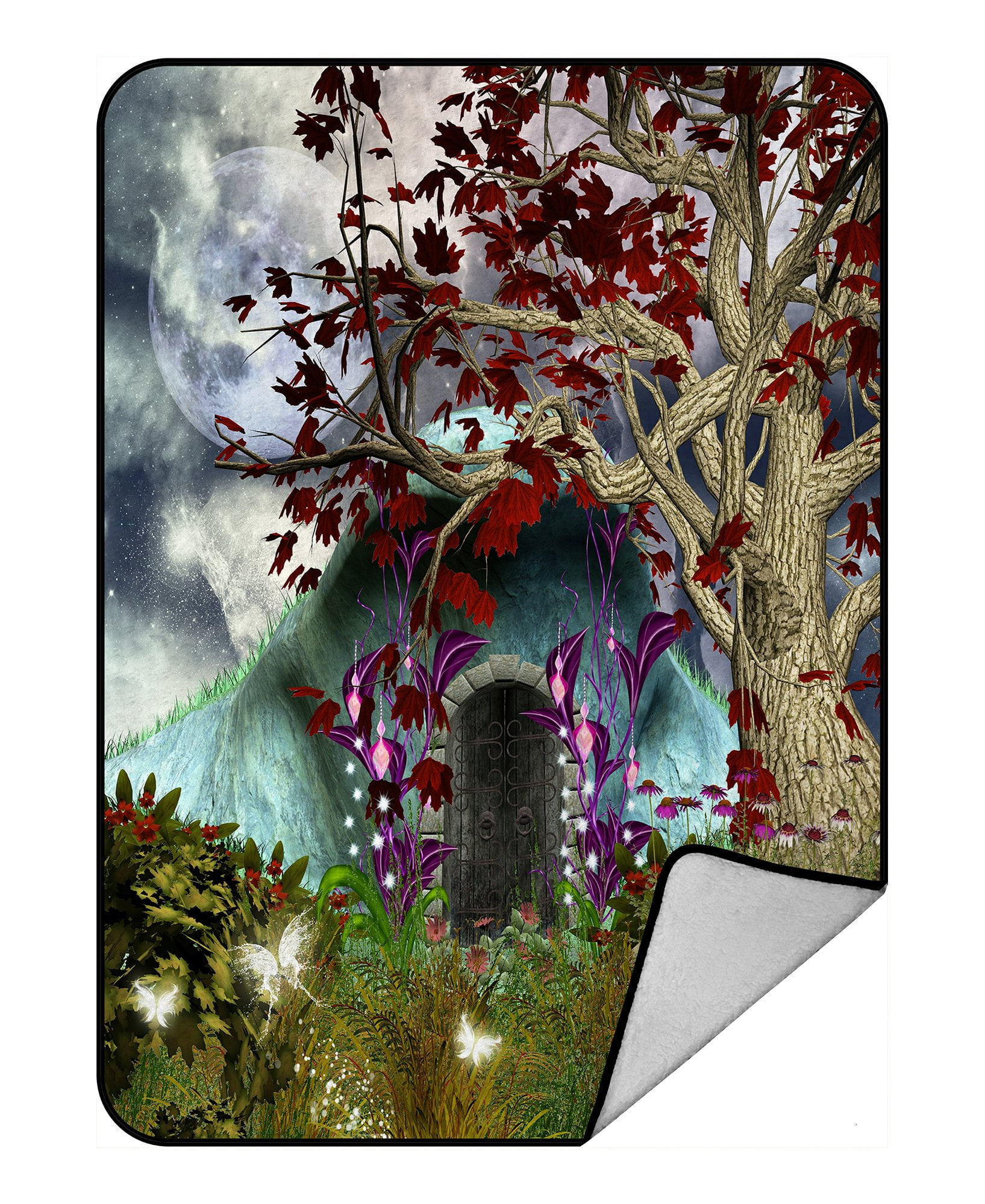 Phfzk Mystical Magical Tree Anime Moon Blanket Fairy Fantasy House By Night Fleece Blanket Crystal Velvet Front And Lambswool Sherpa Fleece Back Throw Blanket 58x80inches Walmart Com Walmart Com
