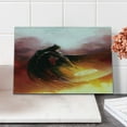 thumbnail image 2 of Fantasy World Cutting Board, Superhero in His Original Costume Flying up Magic Save the World Theme, Decorative Tempered Glass Cutting and Serving Board, Small Size, Yellow and Red, by Ambesonne, 2 of 5