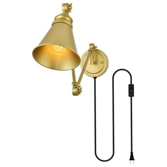 Living District Van 1-Light Metal Plug-in Wall Sconce in Brass