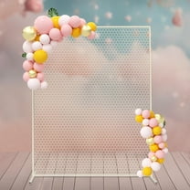 Metal Arch Backdrop Stand with Grid, 6.56FT x 5.24FT Wedding Arch Stand Balloon Arch, Square Arch Frame for Birthday Party Ceremony Banquet Decoration White