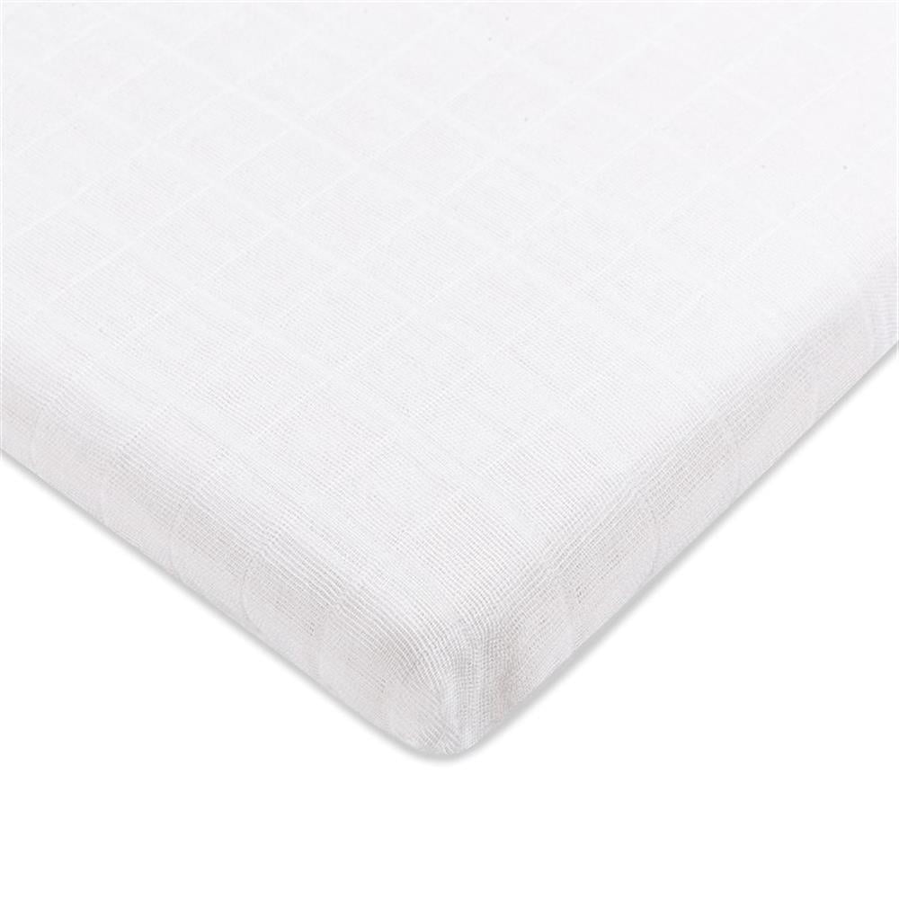 Pemberly Row 18x28" Modern Organic Cotton Bassinet Sheet in Plain White