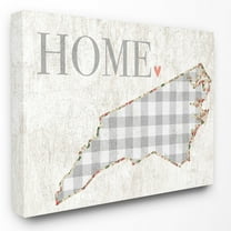 The Stupell Home Decor Collection Gingham North Carolina Heart and Home Wall Art