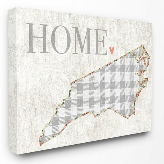 The Stupell Home Decor Collection Gingham North Carolina Heart and Home Wall Art