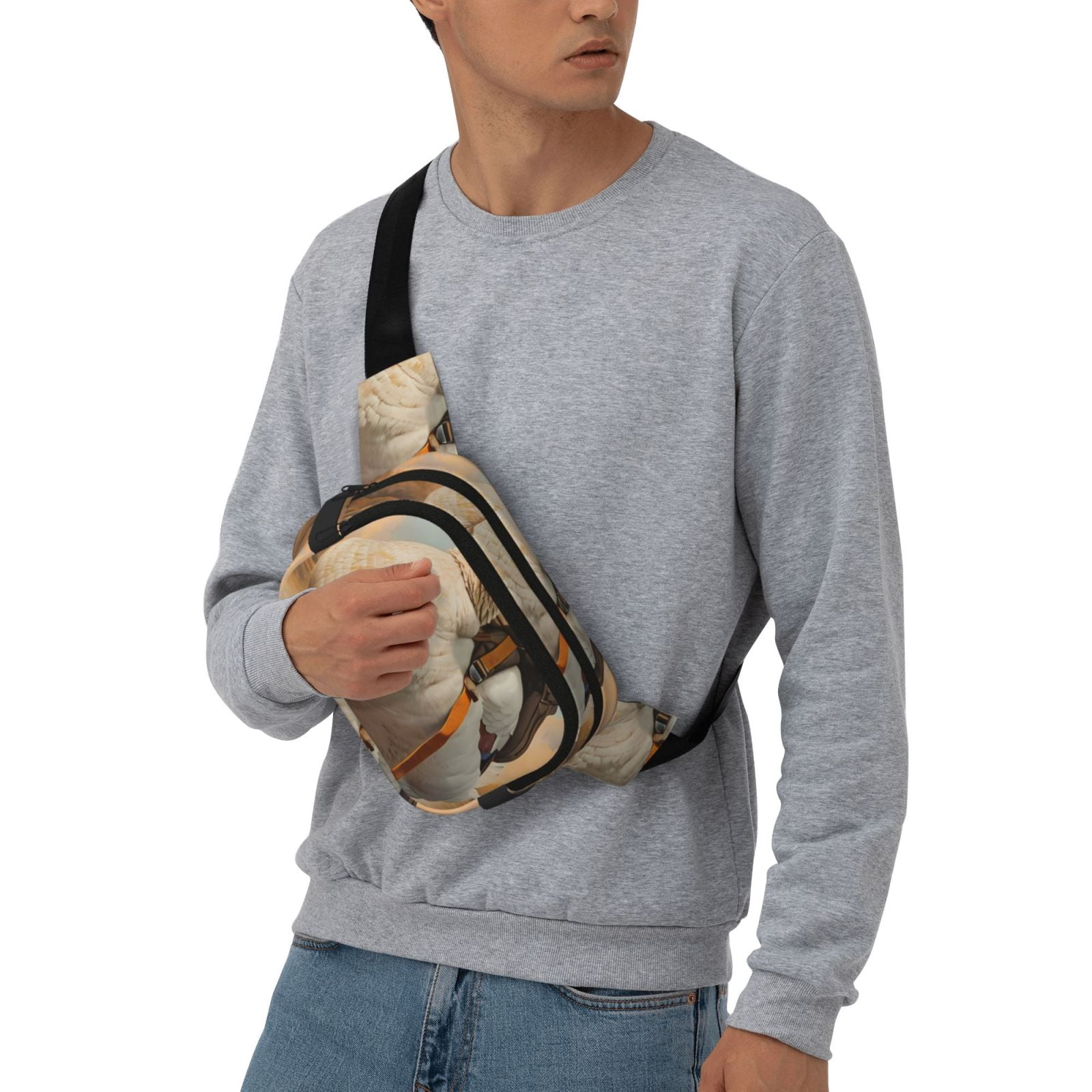 Picia Hiking Duck Print Square Double-Layer Waist Bag Mini Adjustable Waist Belt Bag Exercise Running Travel Hiking