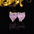 thumbnail image 4 of AYYUFE Women Earring Necklace Set Pink Rhinestone Heart Shape Pendant Stainless Ear Neck Decoration Jewelry Prom Wedding Party Jewelry Set,Pink, 4 of 8