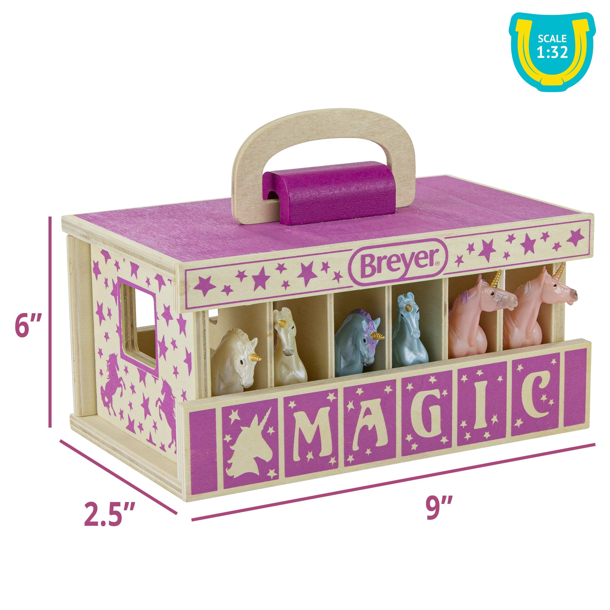Breyer Horses - Unicorn Magic 1:32 Scale Wooden Stable Playset With 6 Unicorns