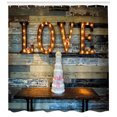 thumbnail image 3 of Ambesonne Brown Shower Curtain, Wedding Cake Love Wood, 69"Wx84"L, Multicolor, 3 of 3
