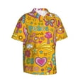 thumbnail image 3 of Xecao Peace Love and Dove Flower Power print Hawaiian shirt - a stylish short-sleeve button-down for men, perfect for casual beach and tropical outings., 3 of 9