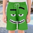 thumbnail image 2 of Gelikeya Boys Swim Trunks Funny Face Summer Beach Holiday Board Shorts Kids Quick Drying Bathing Suits with Pockets 2-14 Years #03 Green, 11-12 Years, 2 of 4