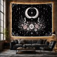 thumbnail image 6 of Two Birds on Crescent Moon with Flowers and Stars on Black Background, Mystical Gothic for Dark Art Lovers, Detailed Symmetrical Art, Halloween Gift, Tapestry Wall Hanging for Bedroom and Dorm, 6 of 7