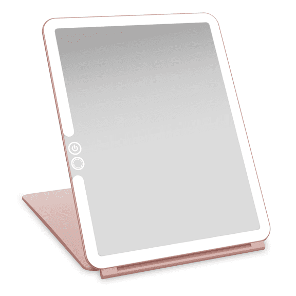 LUNA London Eclipse Travel Makeup Mirror with Lights in Rose Gold
