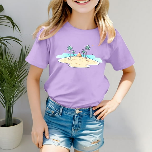 Toddler Shirts For Girls Summer Toddler Girl Short Sleeve Shirt Trendy Summer Clothing Little Girls Clothes 12-18 Months Cute Girl Clothing