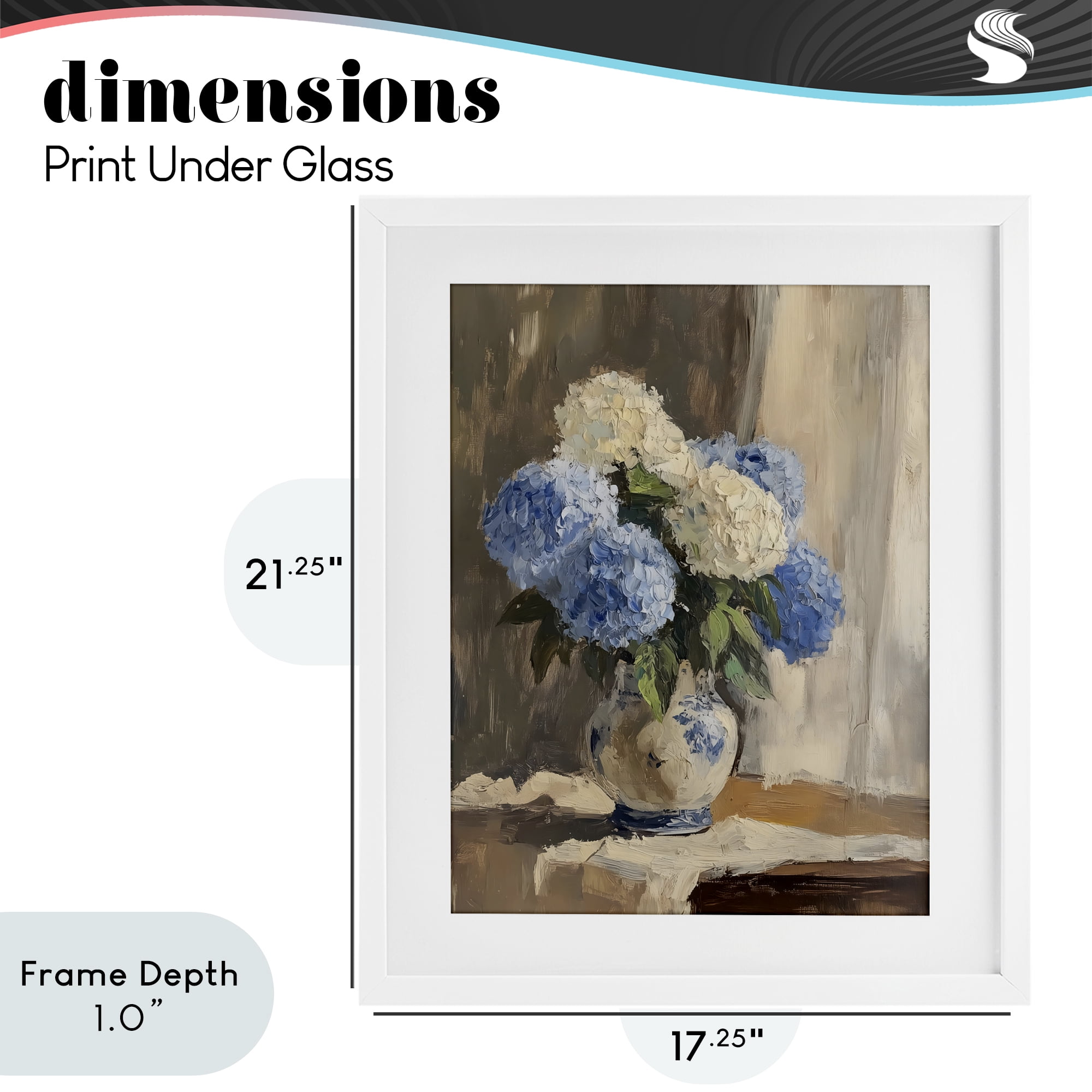 Stupell Industries Vintage Hydrangea in Ceramic Vase White Framed Print Under Glass, design by LSR Design Studio