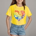 thumbnail image 2 of Zanarzt Girls Short Sleeve Tops Casual Girls Toddlers' Short Sleeve Graphic T Shirts Crewneck Kids Tee Tops Girl Clothes Outifit Yellow,13-14 Years, 2 of 4