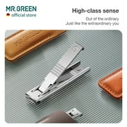 MR.Green Ultra Thin Nail Clippers German Precision Manufacturing Technology Nail Cutters with Cow Leather Cover Superior Texture (Light Grey)