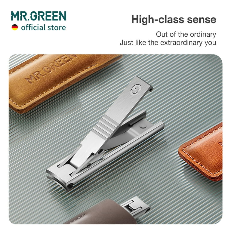 MR.GREEN Ultra Thin Nail Clippers German Precision Manufacturing Technology Nail  Cutters with Cow Leather Cover Superior Texture (Light Brown) 