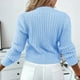thumbnail image 3 of Suéter grueso suelto de punto Gibobby Manga larga Cuello Redondo informal para Mujer azul S, 3 of 5
