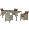 thumbnail image 1 of Side Dining Chair and Table Set, Rattan, Wicker, Dark Red Brown, Modern Contemporary Urban Design, Outdoor Patio Balcony Cafe Bistro Garden Furniture Hotel Hospitality, 1 of 7
