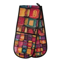 Yayeee Double Oven Mitt Kitchen Heat Resistant Baking 35" x7" Quilted Glove, Purple Jar