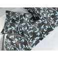 thumbnail image 2 of Leafy Design Bed Runner Set, Soft Colors Leaves Silhouette on Geometric Abstract Boho Backdrop, Decorative Bedding Scarf & 2 Pillow Shams for Hotels Homes, King, Pale Azure Blue Dimgray, by Ambesonne, 2 of 3
