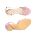 thumbnail image 4 of BLISSFUL STEP Women's Shoes Chunky Heel Ankle Strap Open Toe Glitter Sandals Pink 7.5, 4 of 6