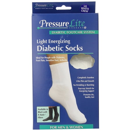 Activa Pressure Lite Light Energizing Diabetic Crew Socks White Large