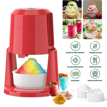 Haokaini Shaved Ice Machine, Snow Cone Maker with 2 Ice Molds and Adjustable Stainless Steel Blade, Ice Shaver for Snow Cones, Slushies, Snowballs, Frozen Cocktails and More, Red