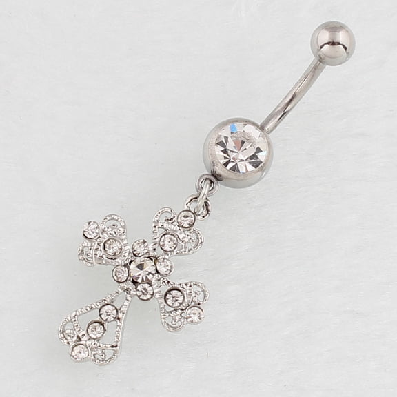 POITVD Cross Navel Ring, Belly Button Stud with Medical Grade Stainless Steel Bar, Fashion Body Piercing Jewelry