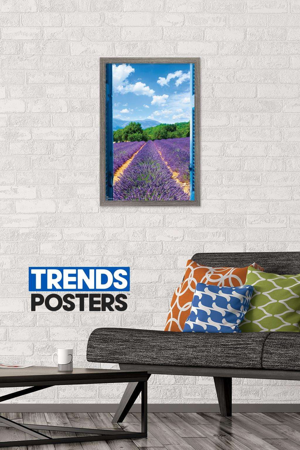 Lavender Field Wall Poster, 14.725" x 22.375", Framed