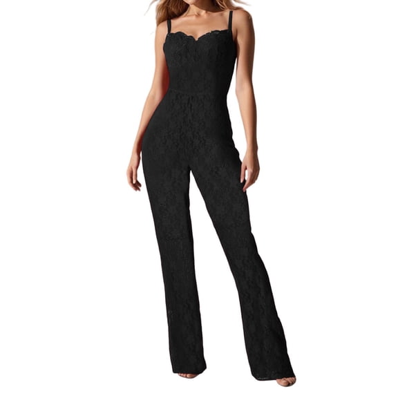 Women's Jumpsuit Summer Sleeveless Wide Leg Romper Casual Hollow Out Strapless Jumpsuit For Daily Wear Outfit With Heels Or Sandals