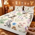 thumbnail image 4 of meiyoeat Kawaii Kitten Queen Sheets,Watercolor Floral Rustic Mushroom Queen Sheet Sets For Girl,4 Pieces,1 Flat Sheet,1 Fitted Sheet And 2 Pillowcases, 4 of 6