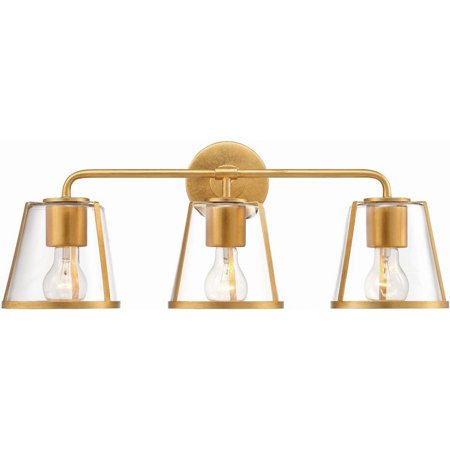 

3 Light Vanity Light Fixture-9.25 inches Tall and 23.25 inches Wide-Antique Gold/Clear Finish Bailey Street Home 49-Bel-4955906