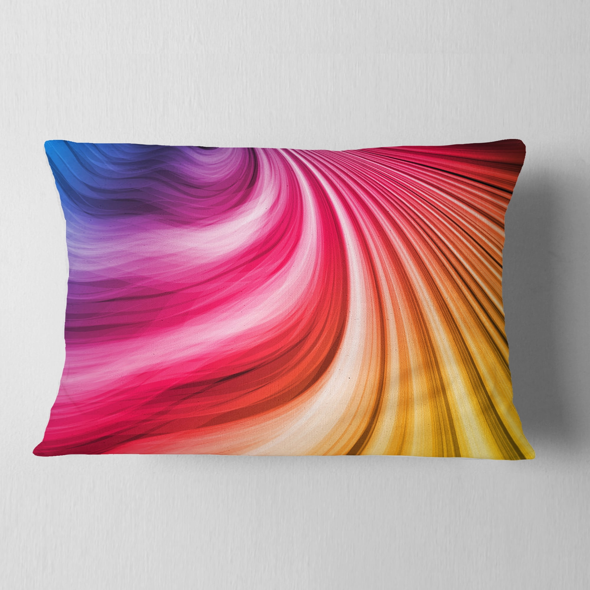 Designart Abstract Colorful Waves - Contemporary Throw Pillow - 12x20