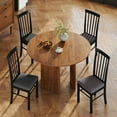 thumbnail image 6 of HOMCOM Wooden Dining Chairs Set of 4, Farmhouse Upholstered Kitchen Chairs with Rubber Wood Frame for Living Room, Dining Room, Black and Gray, 6 of 9