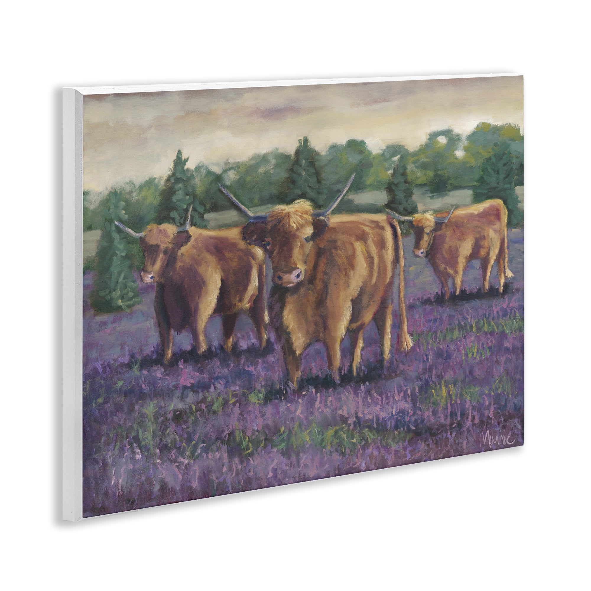 Purple Fields & Cows Wall Plaque Art, design by Marnie Bourque