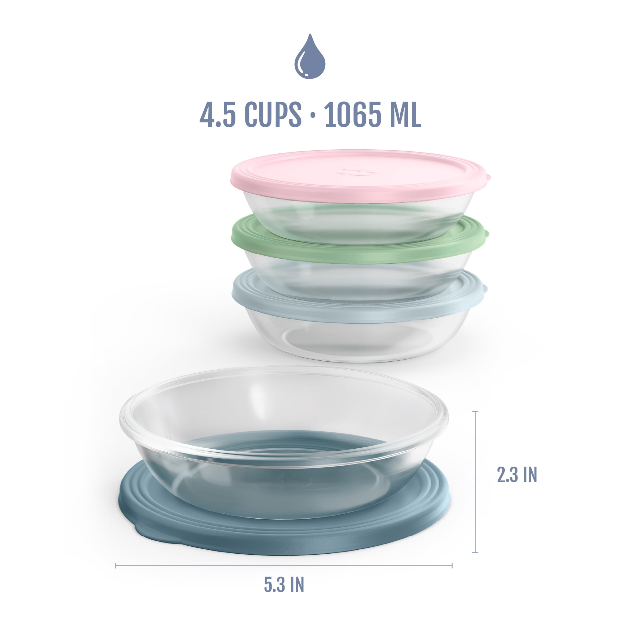 Ello Everyday 4.5 Cup 8 Piece Shallow Bowls Meal Prep Set - Lilypad