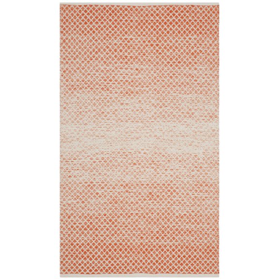 SAFAVIEH Montauk Vaughn Geometric Cotton Area Rug, Orange/Ivory, 2'3" x 4'