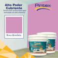 thumbnail image 2 of PINTEX Galon de Pintura para Pared Vinil-Acrílica | Fácil Aplicación, Alta Cobertura y Resistente a la Lluvia | Pintura Acrilica para Interiores Exteriores Mate | 3.8 L c/u | Color(ROSA BOMBON), 2 of 8
